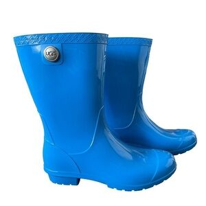 UGG Sienna Rubber Glossed Blue Rain Boots Size 7